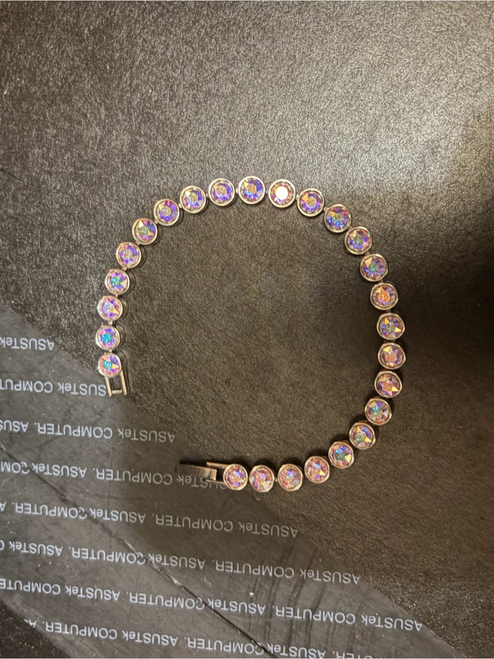 Touchstone Crystal Iridescent Purple Bezel Tennis Bracelet